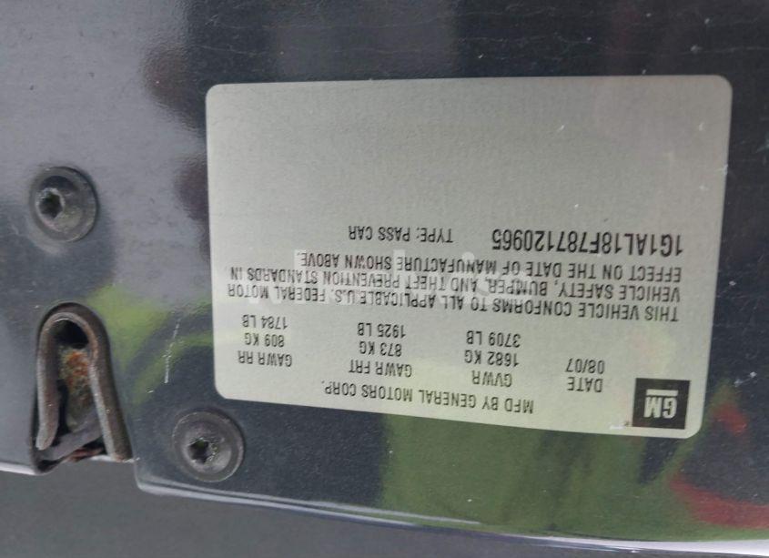 Photo 9 of 2008 Chevrolet Cobalt LT (VIN 1G1AL18F787120965)