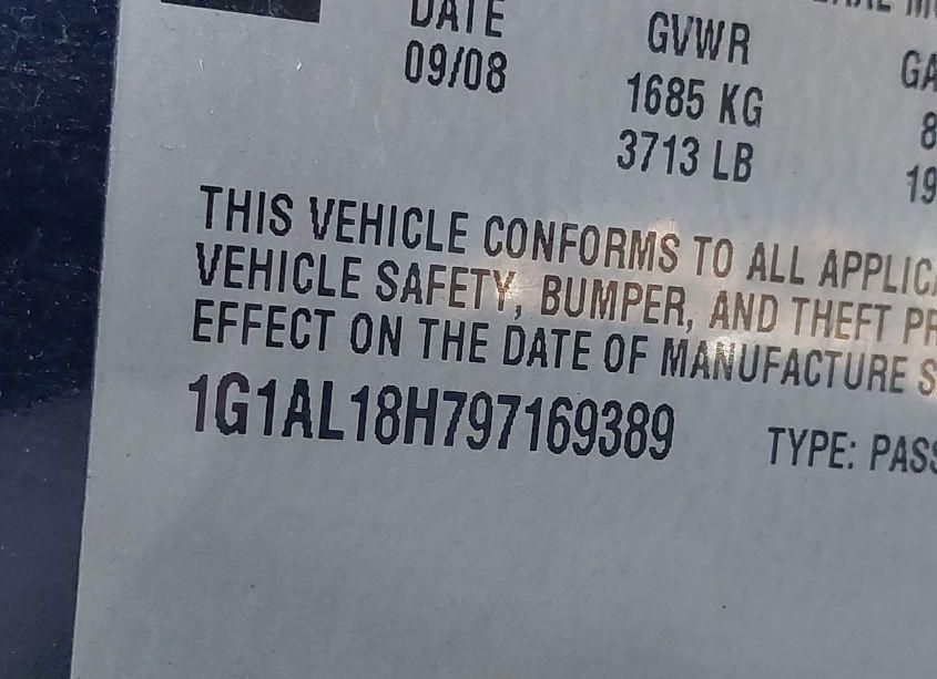 Photo 9 of 2009 Chevrolet Cobalt LT (VIN 1G1AL18H797169389)