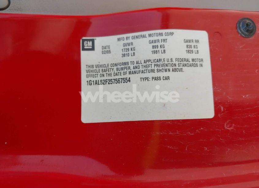 Photo 9 of 2005 Chevrolet Cobalt LS (VIN 1G1AL52F257567554)