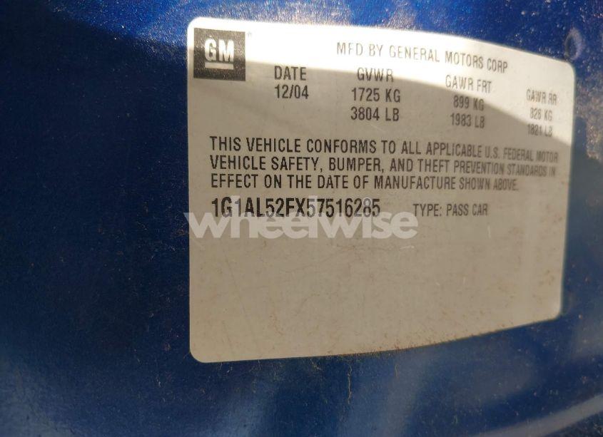 Photo 9 of 2005 Chevrolet Cobalt LS (VIN 1G1AL52FX57516285)