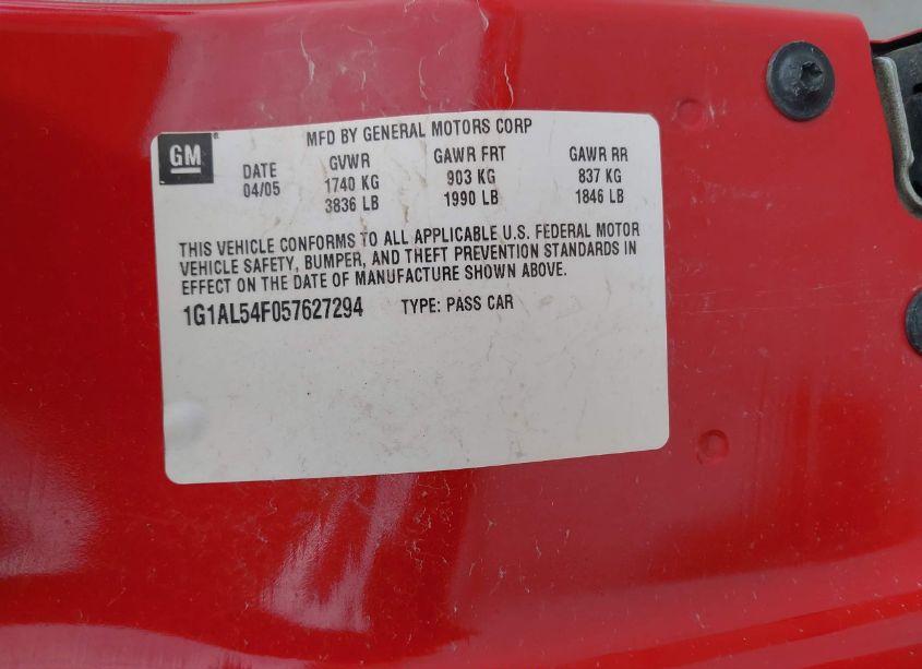 Photo 9 of 2005 Chevrolet Cobalt LS (VIN 1G1AL54F057627294)