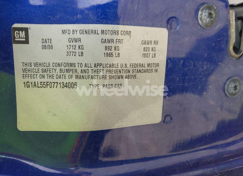 Photo 9 of 2007 Chevrolet Cobalt LT (VIN 1G1AL55F077134006)