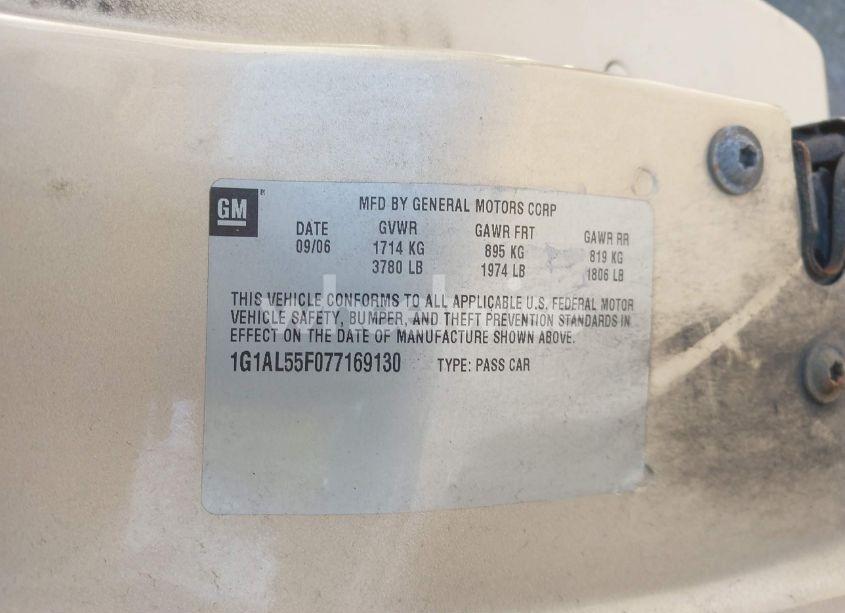 Photo 9 of 2007 Chevrolet Cobalt LT (VIN 1G1AL55F077169130)