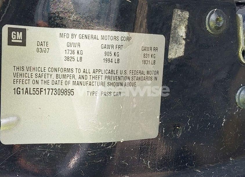 Photo 9 of 2007 Chevrolet Cobalt LT (VIN 1G1AL55F177309895)