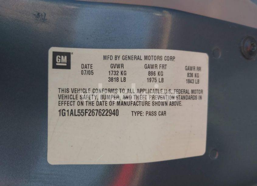 Photo 9 of 2006 Chevrolet Cobalt LT (VIN 1G1AL55F267622940)