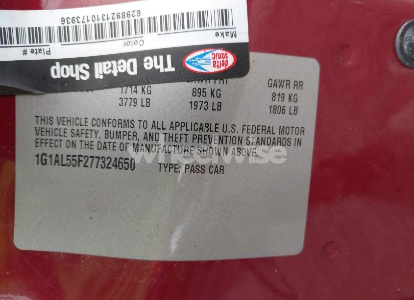 Photo 9 of 2007 Chevrolet Cobalt LT (VIN 1G1AL55F277324650)