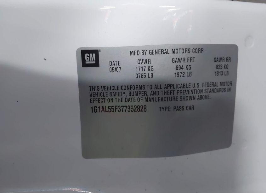 Photo 9 of 2007 Chevrolet Cobalt LT (VIN 1G1AL55F377352828)