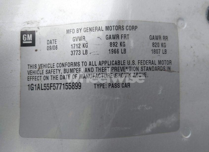 Photo 9 of 2007 Chevrolet Cobalt LT (VIN 1G1AL55F577155899)