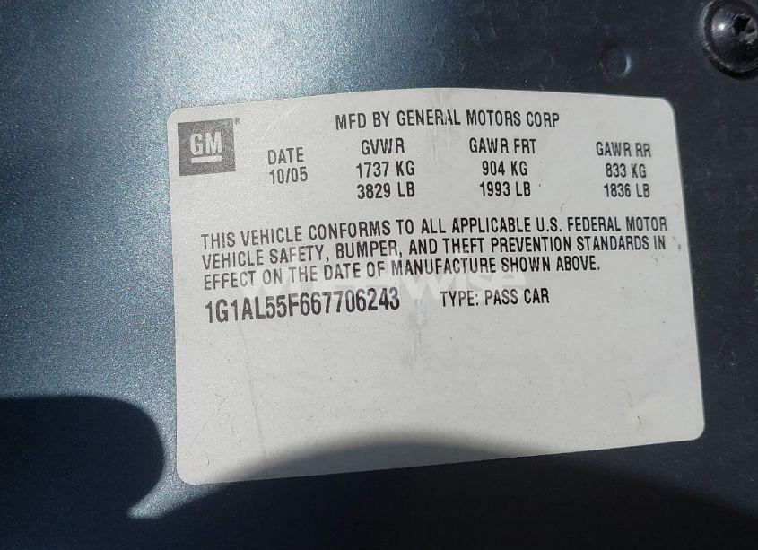 Photo 9 of 2006 Chevrolet Cobalt LT (VIN 1G1AL55F667706243)