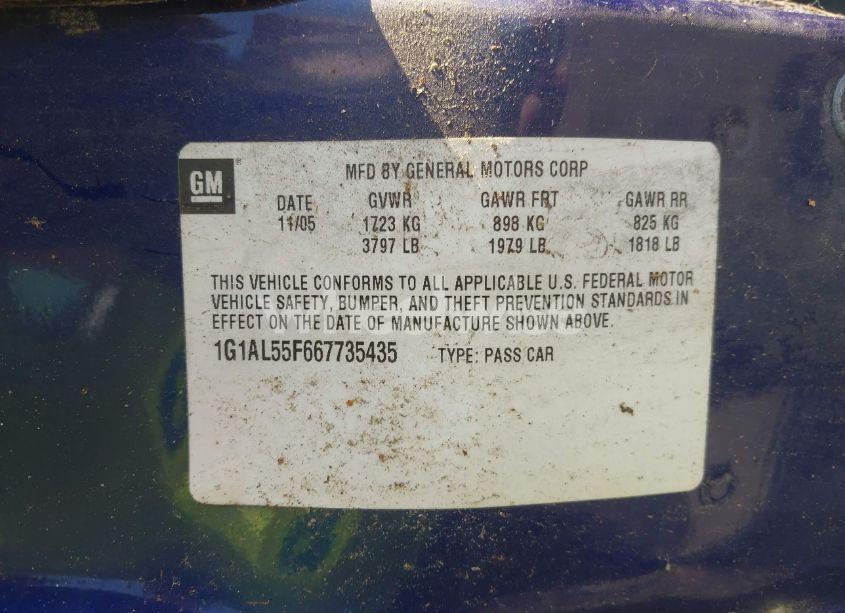 Photo 9 of 2006 Chevrolet Cobalt LT (VIN 1G1AL55F667735435)