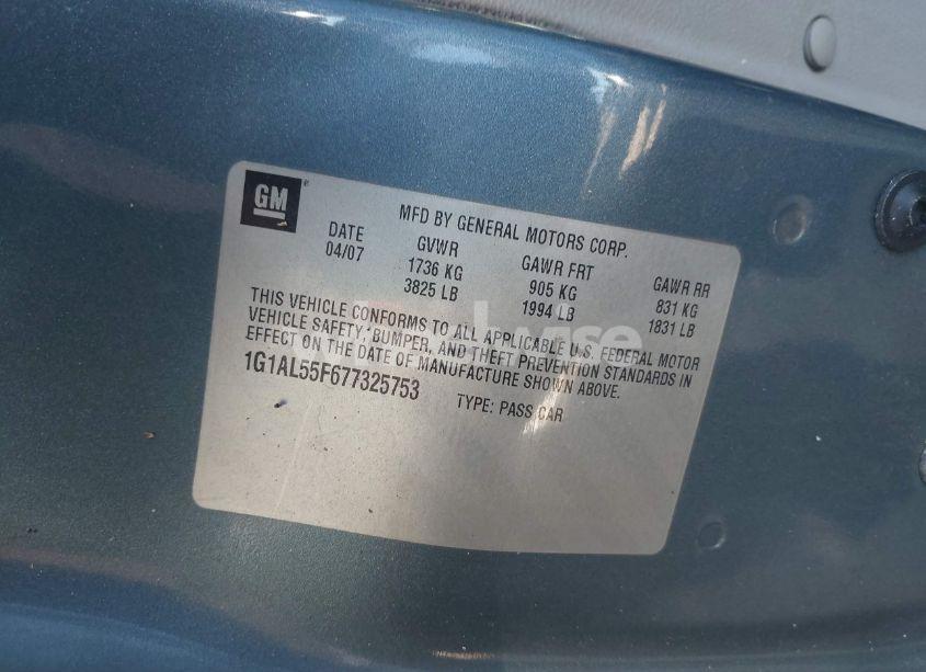 Photo 9 of 2007 Chevrolet Cobalt LT (VIN 1G1AL55F677325753)