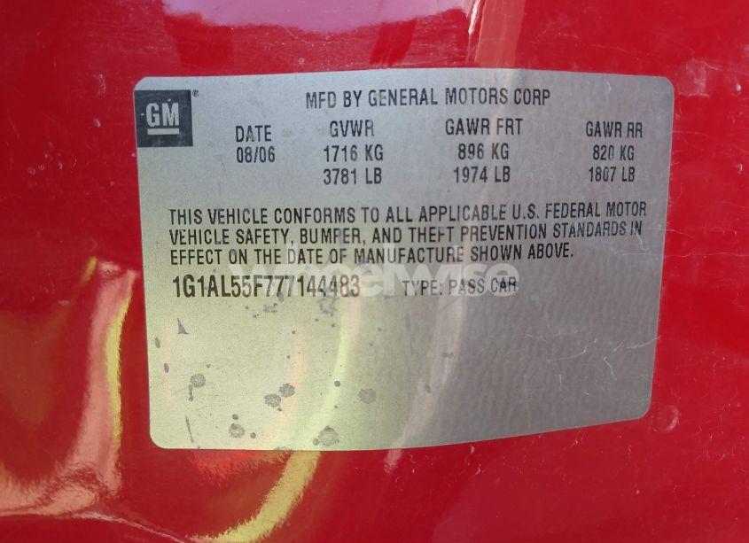 Photo 9 of 2007 Chevrolet Cobalt LT (VIN 1G1AL55F777144483)