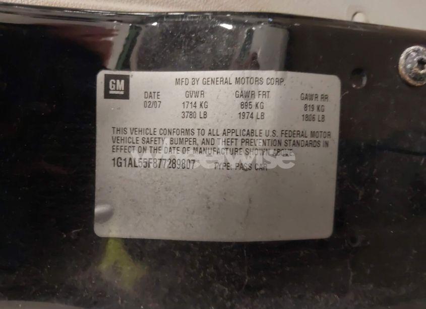 Photo 9 of 2007 Chevrolet Cobalt LT (VIN 1G1AL55F877289807)