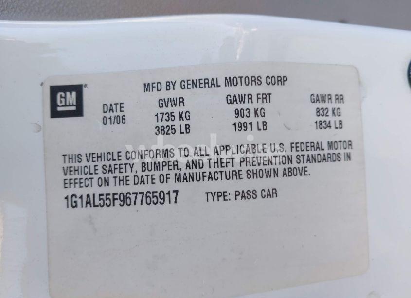 Photo 9 of 2006 Chevrolet Cobalt LT (VIN 1G1AL55F967765917)