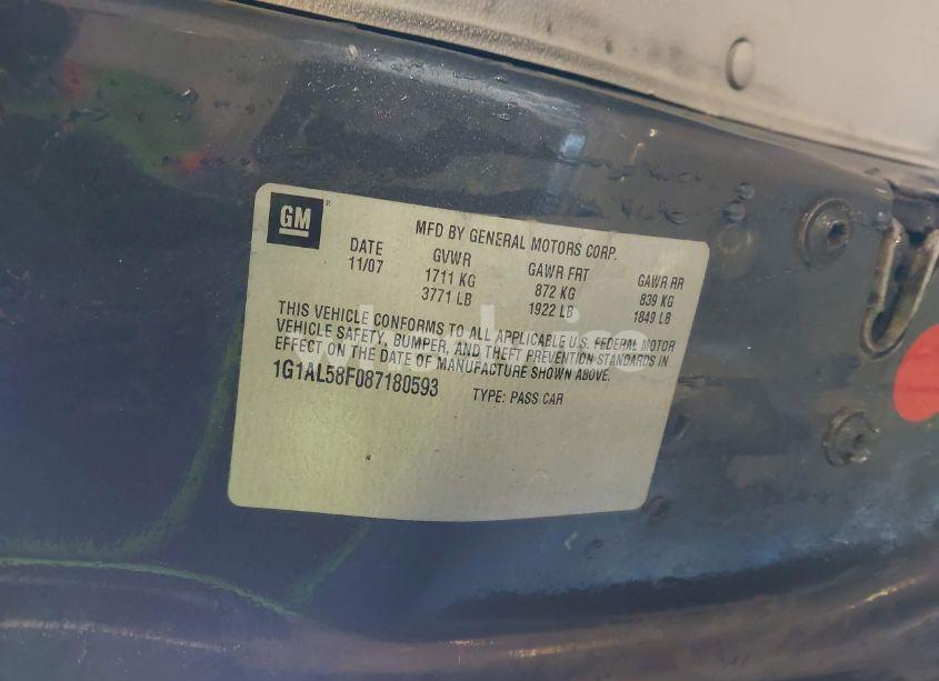 Photo 9 of 2008 Chevrolet Cobalt LT (VIN 1G1AL58F087180593)