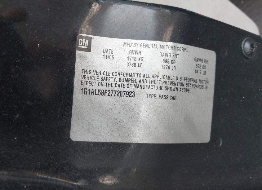 Photo 9 of 2007 Chevrolet Cobalt LT (VIN 1G1AL58F277207923)