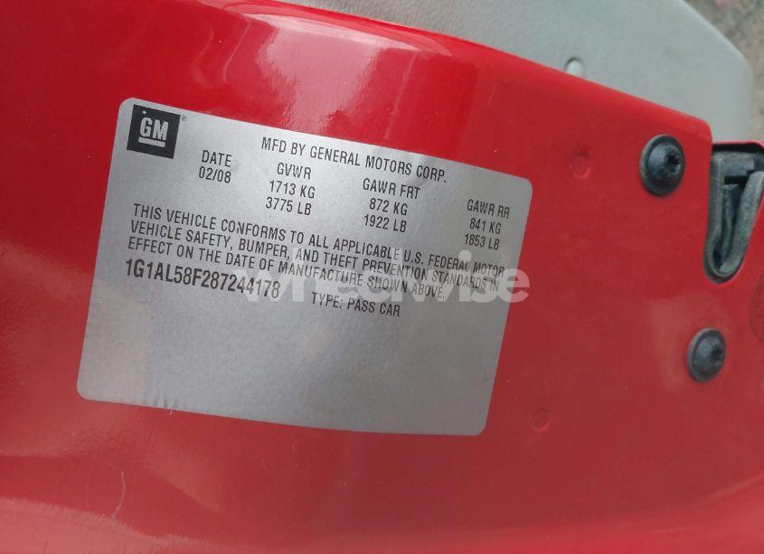 Photo 9 of 2008 Chevrolet Cobalt LT (VIN 1G1AL58F287244178)