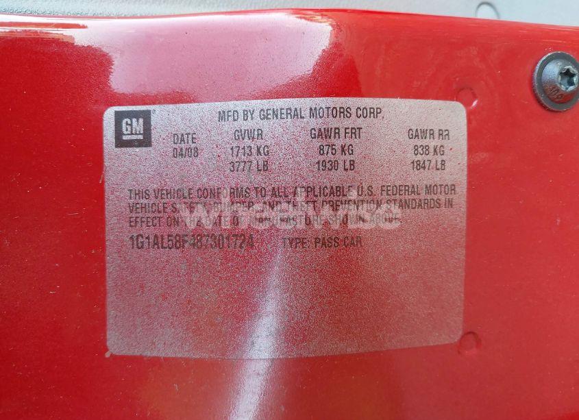 Photo 9 of 2008 Chevrolet Cobalt LT (VIN 1G1AL58F487301724)