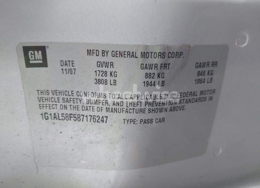 Photo 9 of 2008 Chevrolet Cobalt LT (VIN 1G1AL58F587176247)