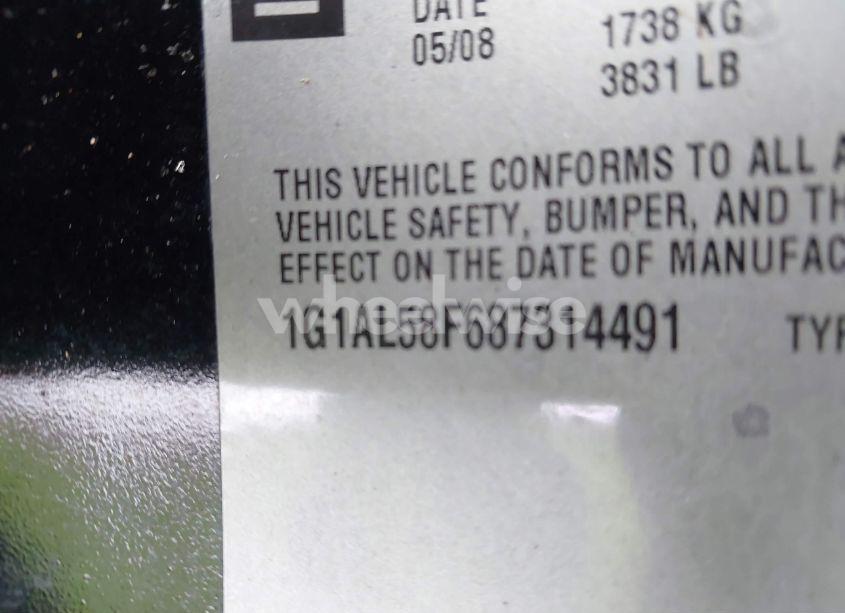 Photo 9 of 2008 Chevrolet Cobalt LT (VIN 1G1AL58F687314491)