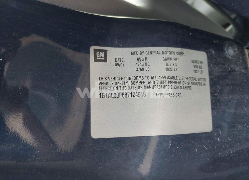 Photo 9 of 2008 Chevrolet Cobalt LT (VIN 1G1AL58F887124918)