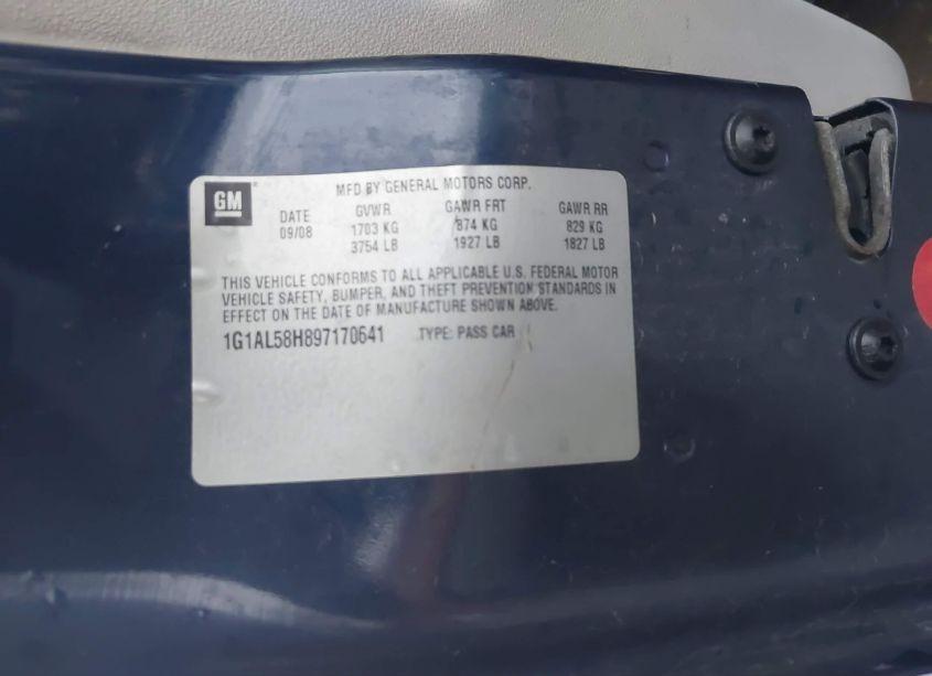 Photo 9 of 2009 Chevrolet Cobalt LT (VIN 1G1AL58H897170641)