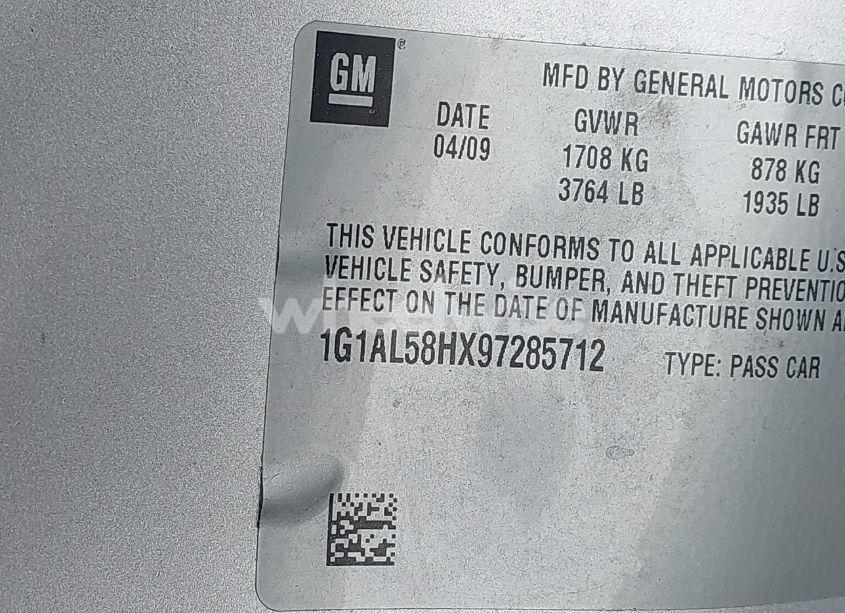 Photo 9 of 2009 Chevrolet Cobalt LT (VIN 1G1AL58HX97285712)