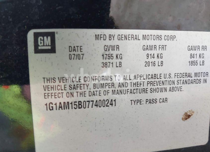 Photo 9 of 2007 Chevrolet Cobalt SS (VIN 1G1AM15B077400241)