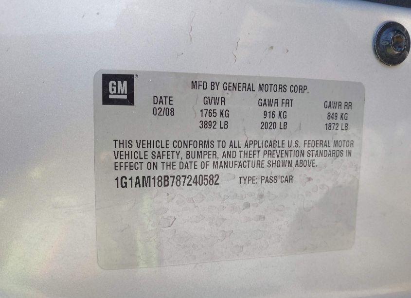 Photo 9 of 2008 Chevrolet Cobalt SPORT (VIN 1G1AM18B787240582)