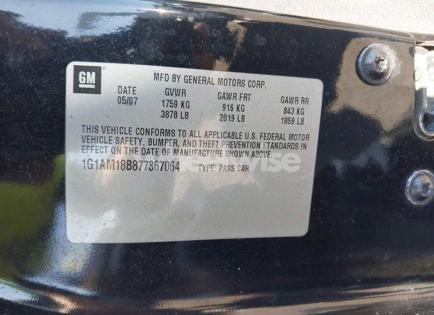 Photo 9 of 2007 Chevrolet Cobalt SS (VIN 1G1AM18B877367064)