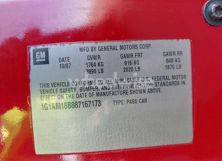 Photo 9 of 2008 Chevrolet Cobalt SPORT (VIN 1G1AM18B887167173)