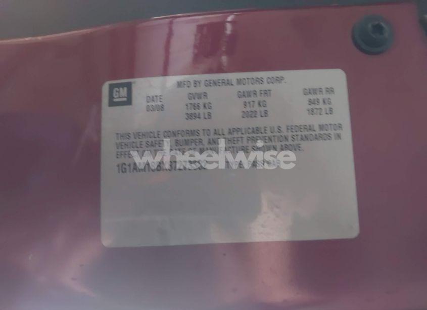 Photo 9 of 2008 Chevrolet Cobalt SPORT (VIN 1G1AM18BX87273382)
