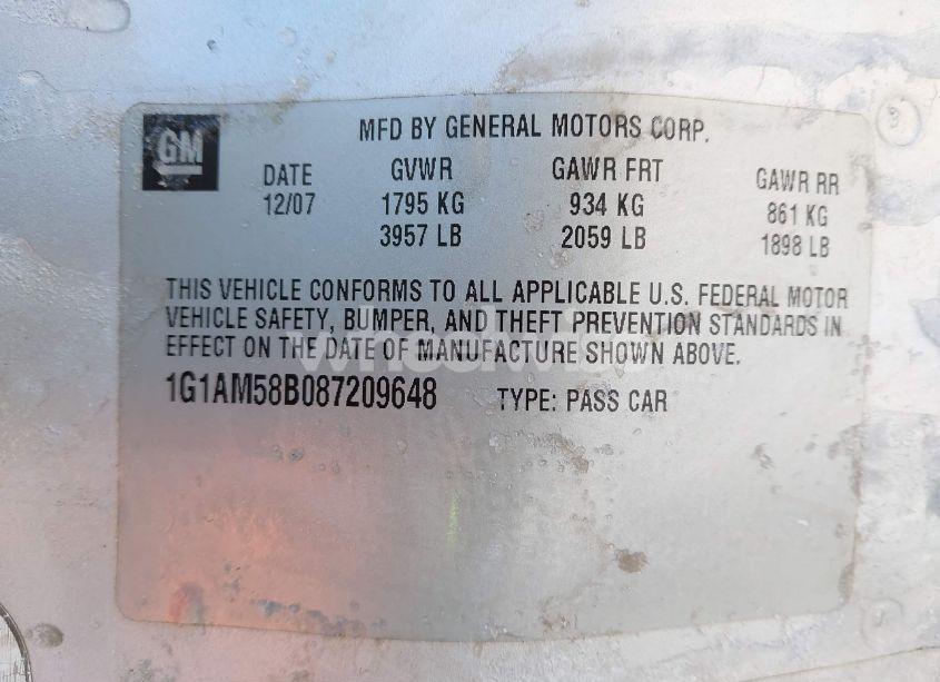 Photo 9 of 2008 Chevrolet Cobalt SPORT (VIN 1G1AM58B087209648)