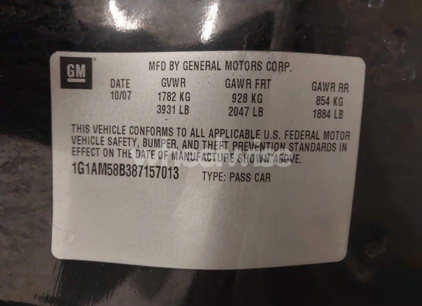 Photo 9 of 2008 Chevrolet Cobalt SPORT (VIN 1G1AM58B387157013)