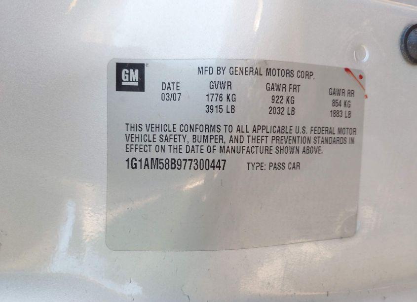 Photo 9 of 2007 Chevrolet Cobalt SS (VIN 1G1AM58B977300447)