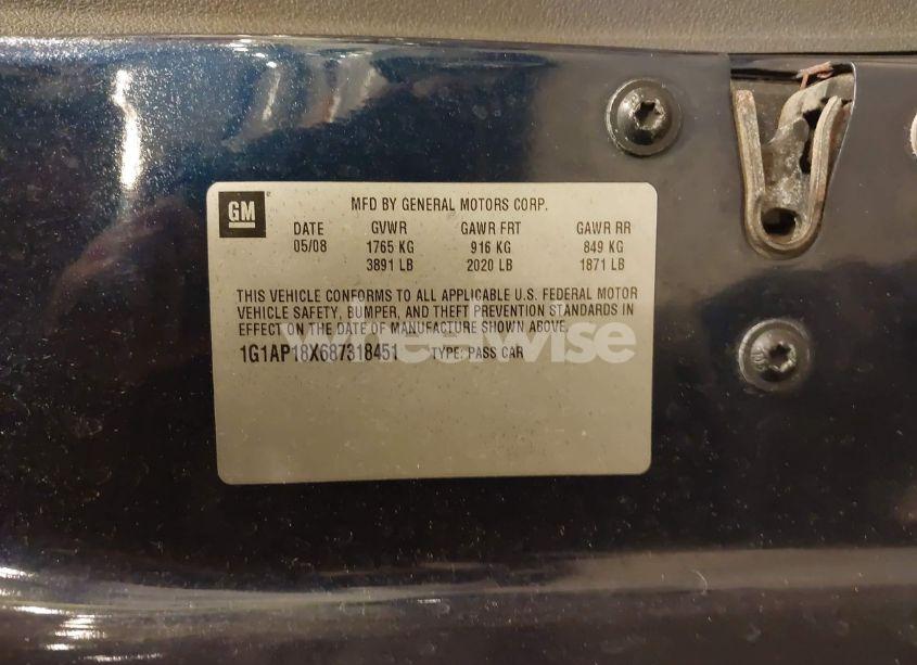 Photo 9 of 2008 Chevrolet Cobalt SS (VIN 1G1AP18X687318451)