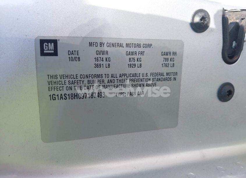 Photo 9 of 2009 Chevrolet Cobalt LS (VIN 1G1AS18H097187493)