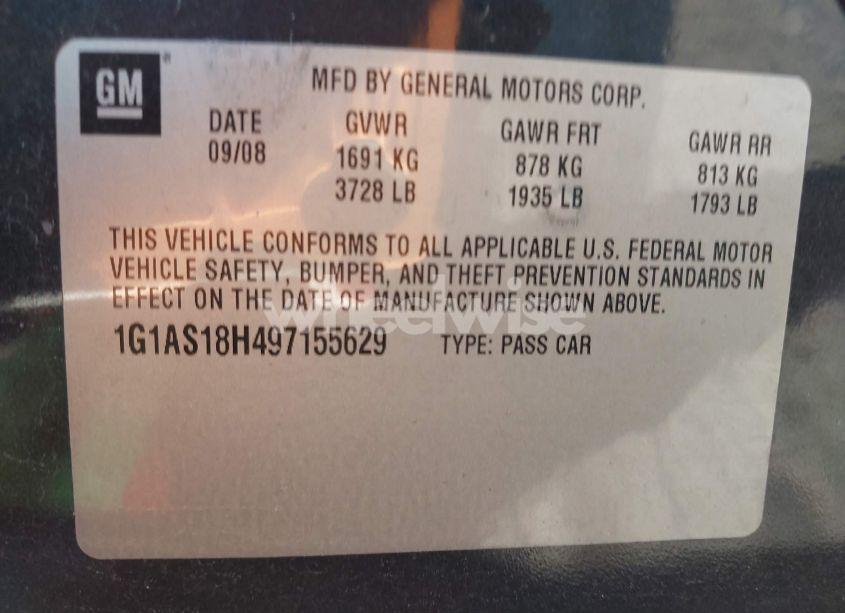 Photo 9 of 2009 Chevrolet Cobalt LS (VIN 1G1AS18H497155629)