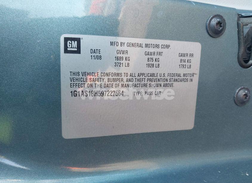 Photo 9 of 2009 Chevrolet Cobalt LS (VIN 1G1AS18H597227664)