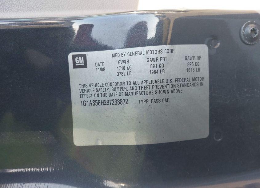 Photo 9 of 2009 Chevrolet Cobalt LS (VIN 1G1AS58H297238872)