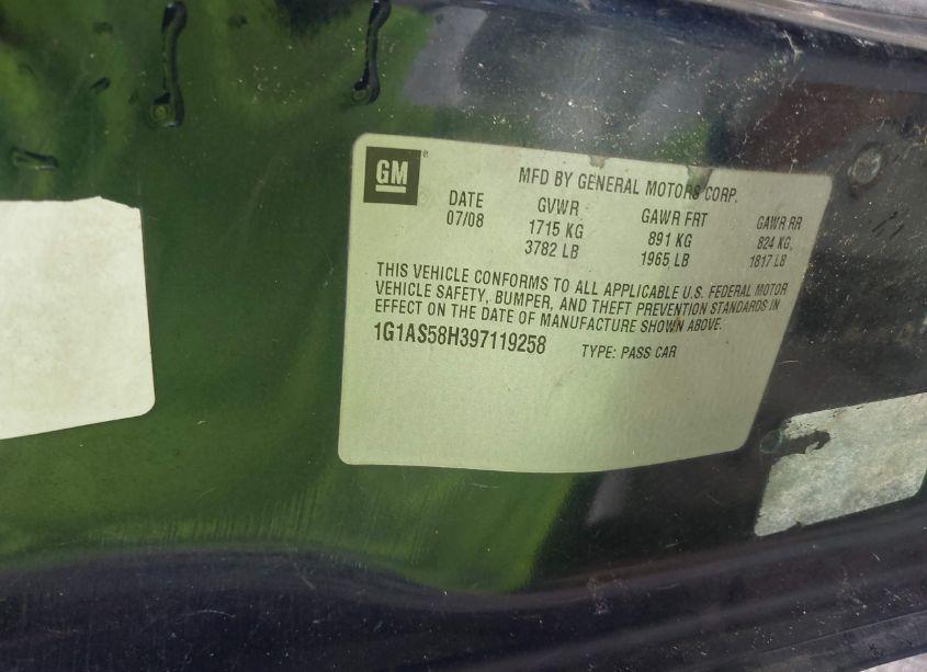 Photo 9 of 2009 Chevrolet Cobalt LS (VIN 1G1AS58H397119258)