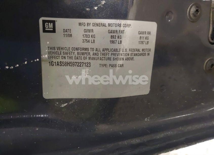 Photo 9 of 2009 Chevrolet Cobalt LS (VIN 1G1AS58H597227123)