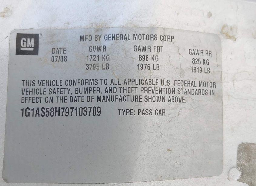 Photo 9 of 2009 Chevrolet Cobalt LS (VIN 1G1AS58H797103709)