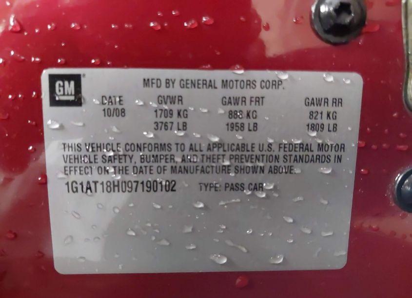 Photo 9 of 2009 Chevrolet Cobalt LT (VIN 1G1AT18H097190102)
