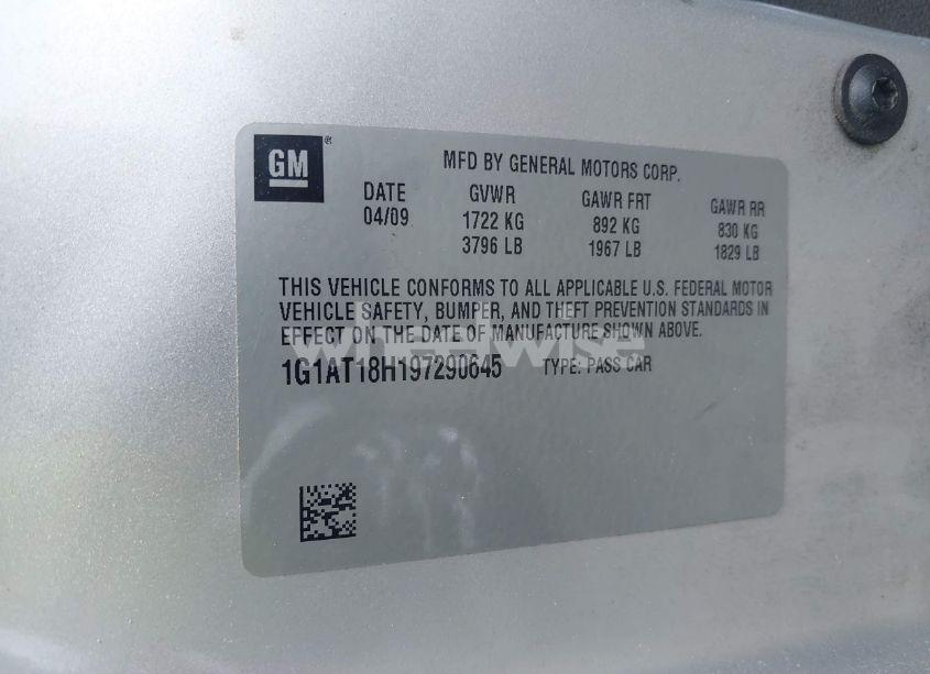 Photo 9 of 2009 Chevrolet Cobalt LT (VIN 1G1AT18H197290645)