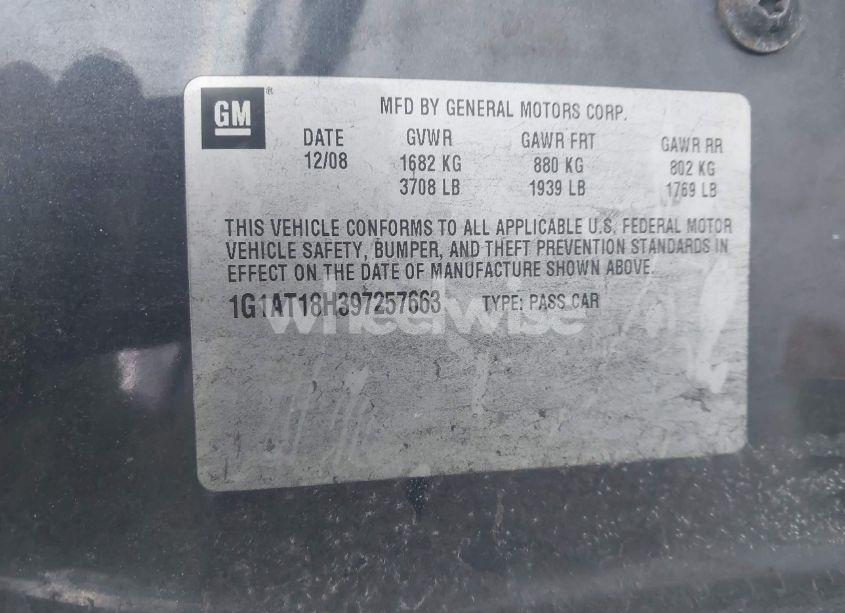 Photo 9 of 2009 Chevrolet Cobalt LT (VIN 1G1AT18H397257663)