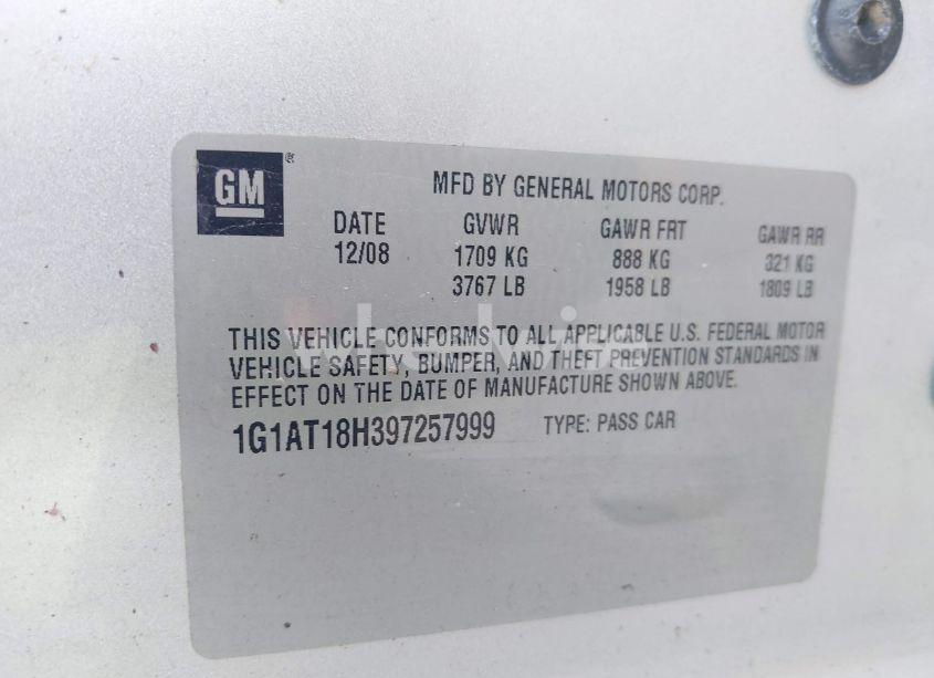 Photo 9 of 2009 Chevrolet Cobalt LT (VIN 1G1AT18H397257999)