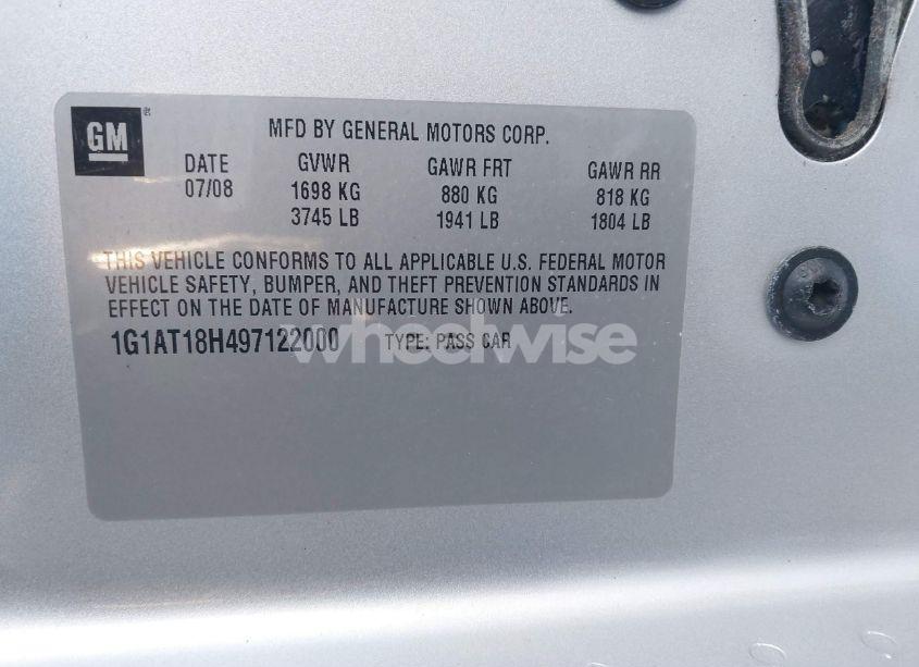 Photo 9 of 2009 Chevrolet Cobalt LT (VIN 1G1AT18H497122000)