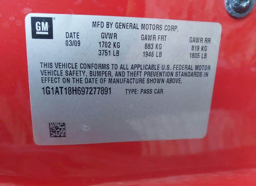 Photo 9 of 2009 Chevrolet Cobalt LT (VIN 1G1AT18H697277891)