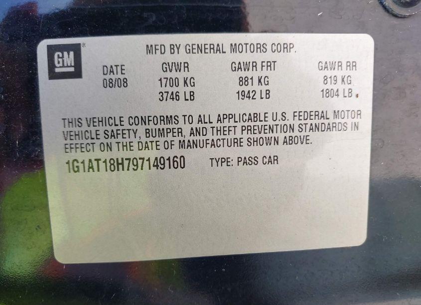 Photo 9 of 2009 Chevrolet Cobalt LT (VIN 1G1AT18H797149160)